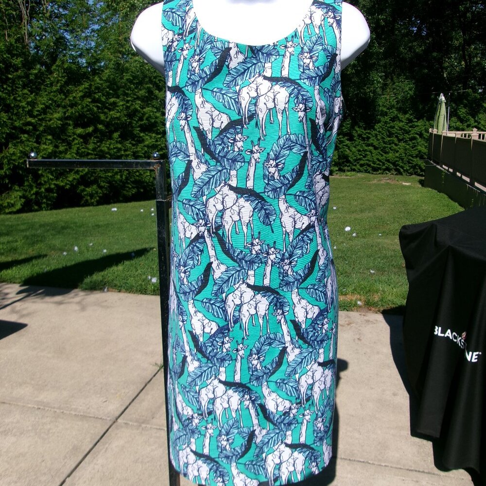NWOT TALBOTS VERY CUTE TURQUOISE GIRAFFE PRINT DRESS 8P